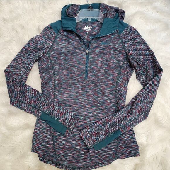 REI multicolored 1/2 zip hoodie pullover - Picture 1 of 10